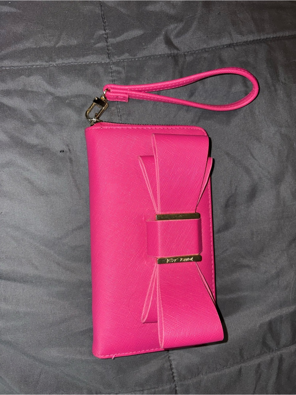 Betsey Johnson Hot Pink Bow Wristlet Clutch